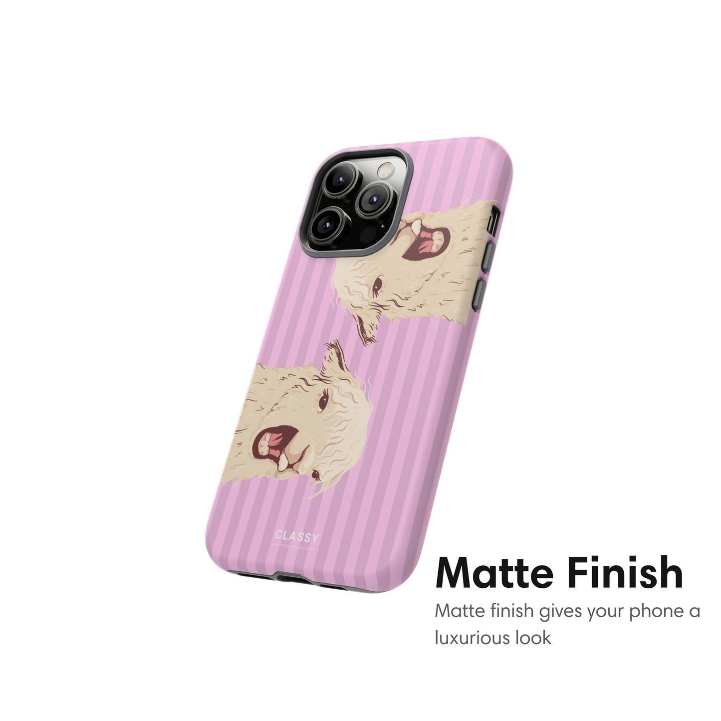 Pink Striped Llamas Tough Case 2.0 - Classy Cases - Phone Case - iPhone 17 - Glossy - 