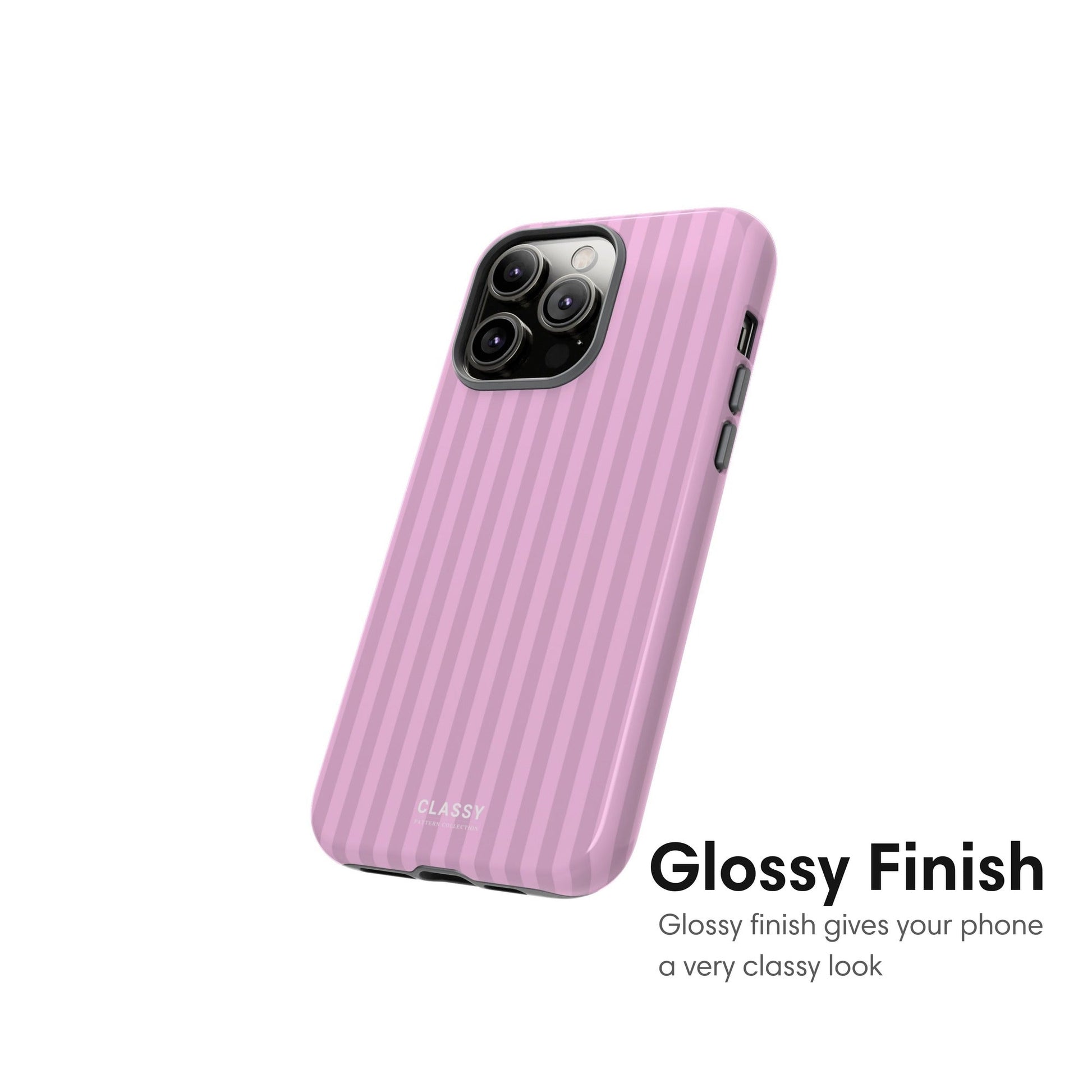 Pink Striped Tough Case - Classy Cases - Phone Case - iPhone 15 - Glossy - 