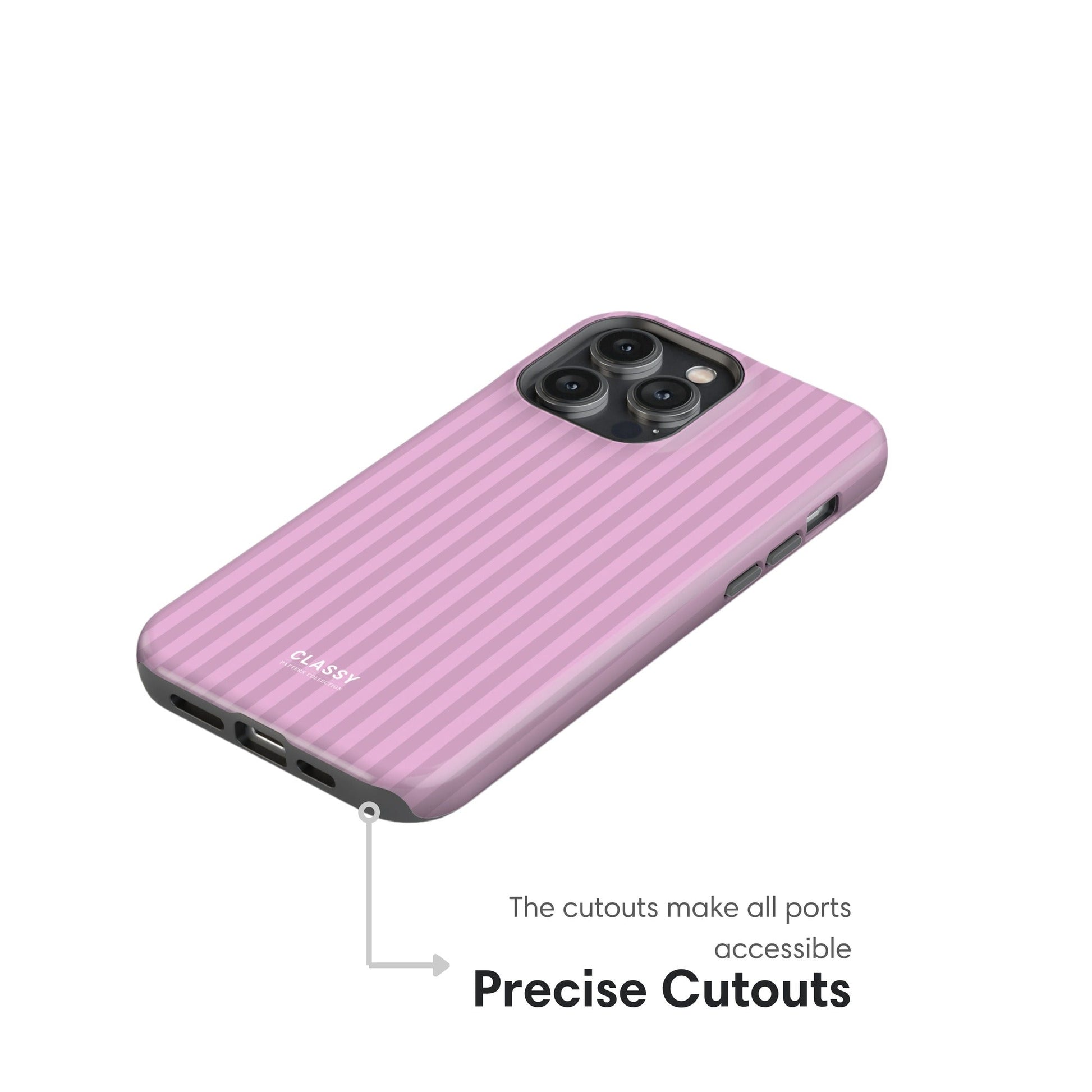 Pink Striped Tough Case - Classy Cases - Phone Case - iPhone 17 - Glossy - 