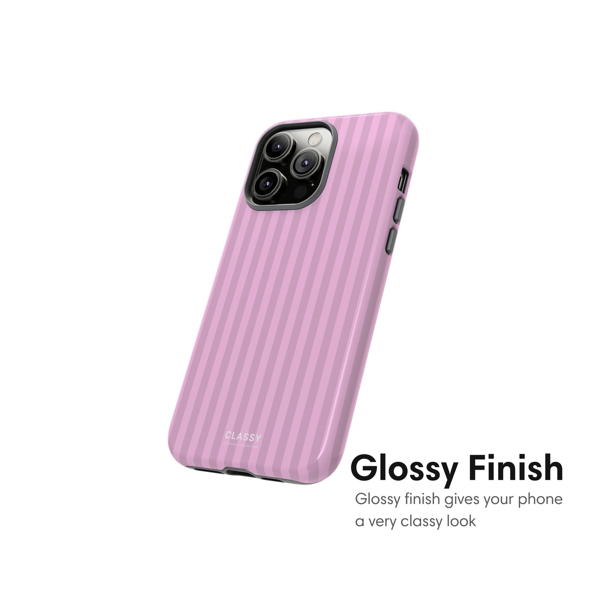 Pink Striped Tough Case - Classy Cases - Phone Case - iPhone 17 - Glossy - 