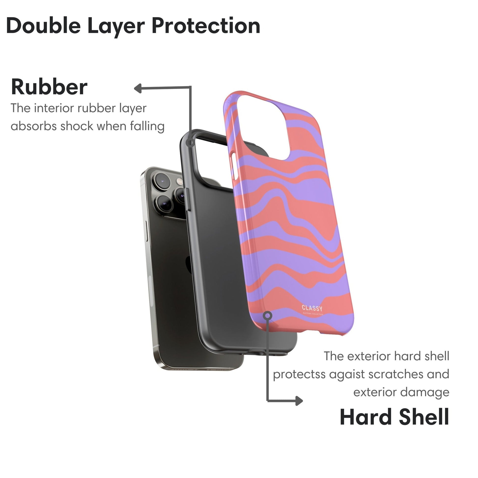 Purple and Red Swirl Tough Case - Classy Cases - Phone Case - iPhone 17 - Glossy - 
