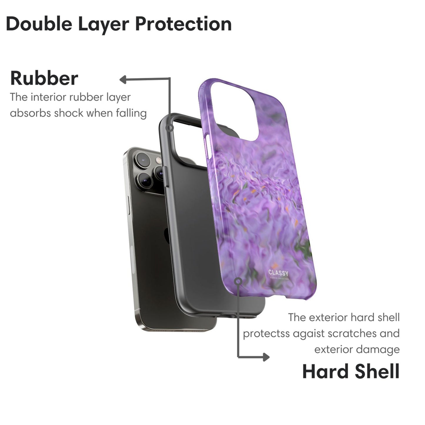 Purple Art Flower Tough Case - Classy Cases - Phone Case - iPhone 17 - Glossy - 