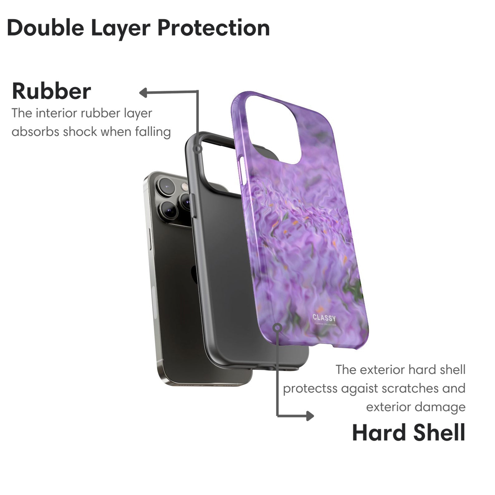 Purple Art Flower Tough Case - Classy Cases - Phone Case - iPhone 17 - Glossy - 