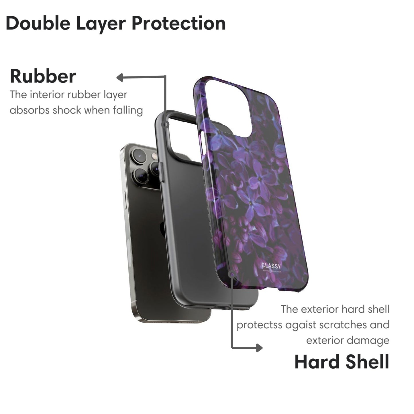 Purple Flower Art Tough Case - Classy Cases - Phone Case - iPhone 17 - Glossy - 
