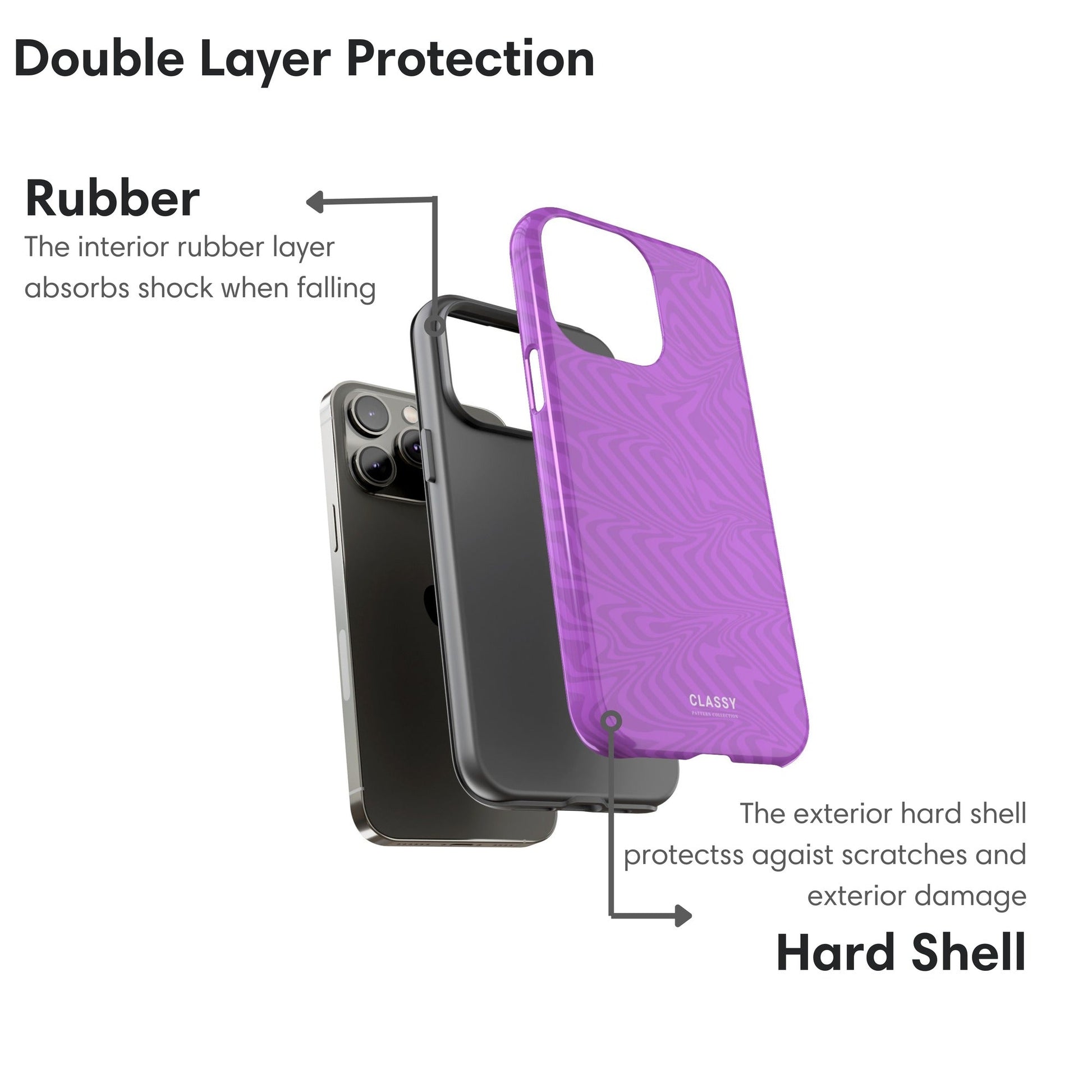 Purple Swirl Tough Case - Classy Cases - Phone Case - iPhone 15 - Glossy - 