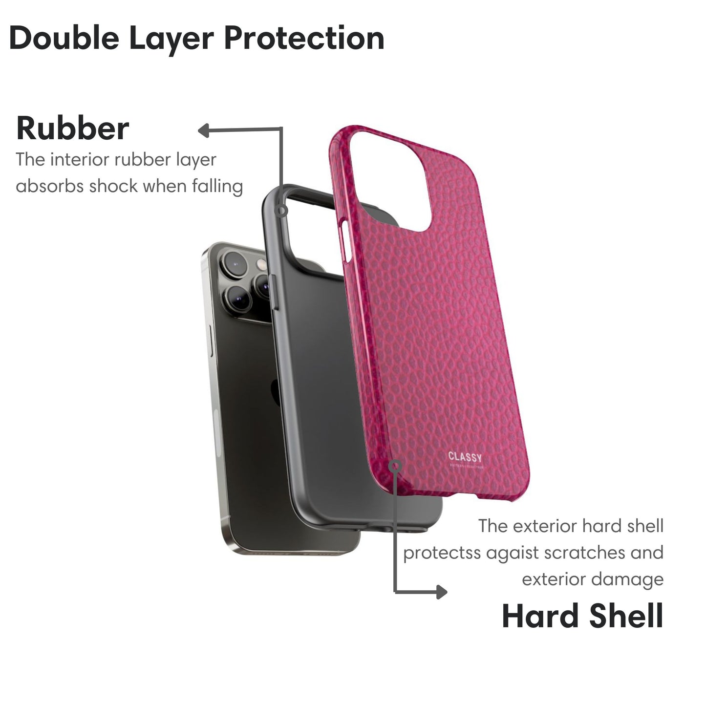 Rose Crocodile Print Tough Case layers