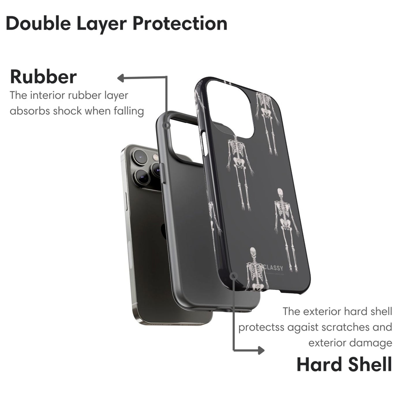 Skeletons Black Tough Case - Classy Cases - Phone Case - iPhone 17 - Glossy - 