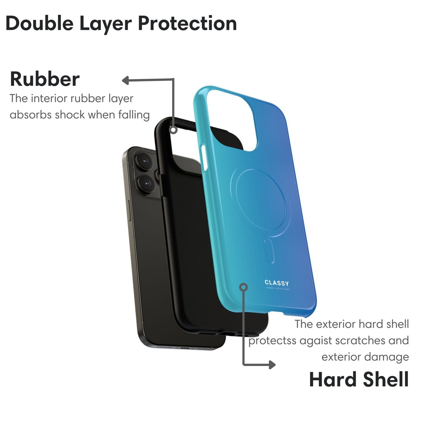 Sky Blue Ombre MagSafe Tough Case - Classy Cases - Phone Case - iPhone 17 - Glossy - 