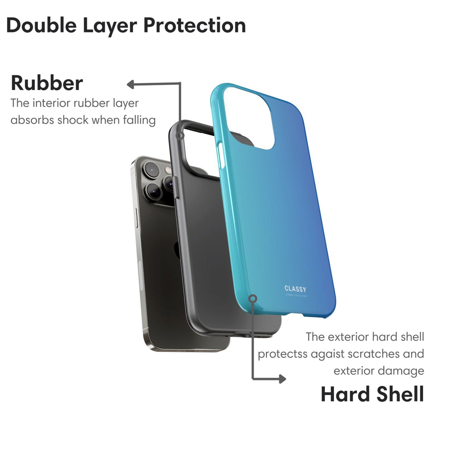 Sky Blue Ombre Tough Case - Classy Cases - Phone Case - iPhone 17 - Glossy - 