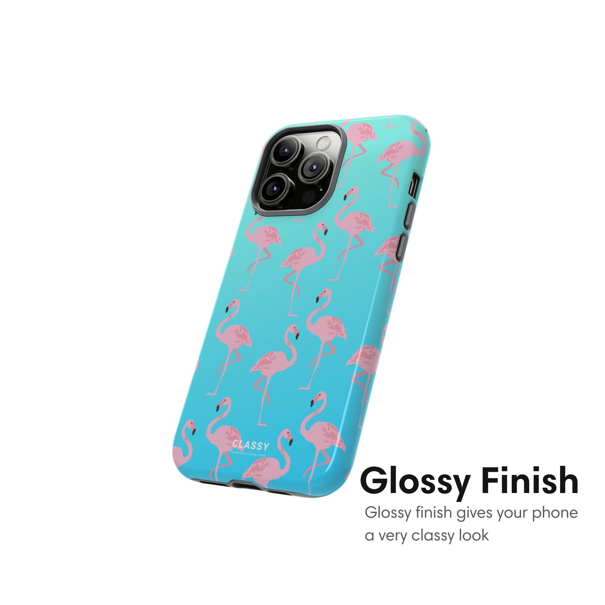 Turquoise Blue Flamingo Tough Case - Classy Cases - Phone Case - iPhone 15 - Glossy - 