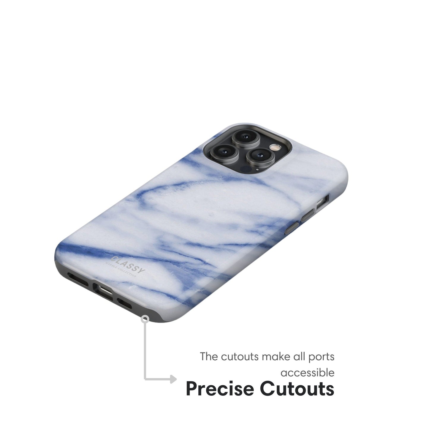 White and Blue Marble Tough Case - Classy Cases - Phone Case - iPhone 17 - Glossy - 