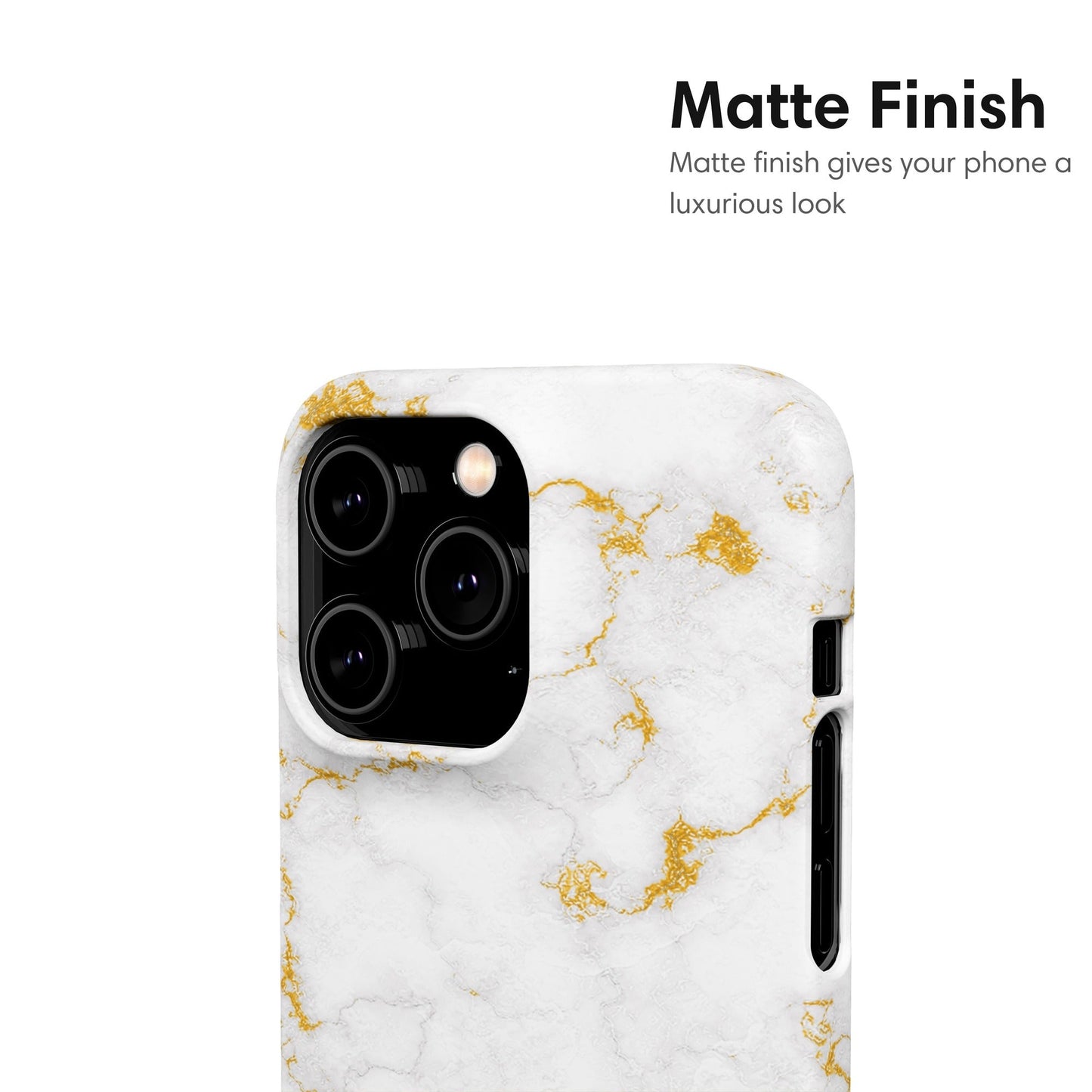 White and Gold Marble Snap Case - Classy Cases - Phone Case - iPhone 12 Pro Max - Glossy - 