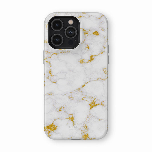 White and Gold Marble Tough Case - Classy Cases - Phone Case - iPhone 15 - Glossy - 