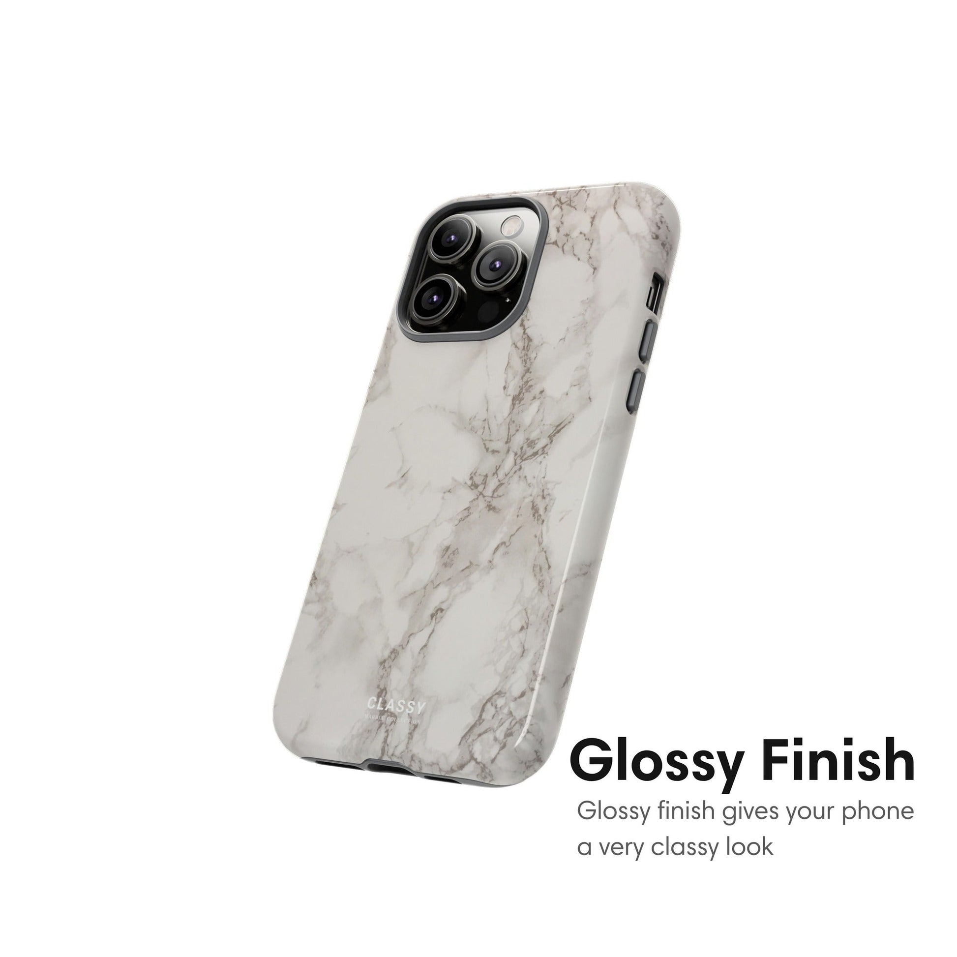 White and Gray Marble Tough Case - Classy Cases - Phone Case - iPhone 17 - Glossy - 