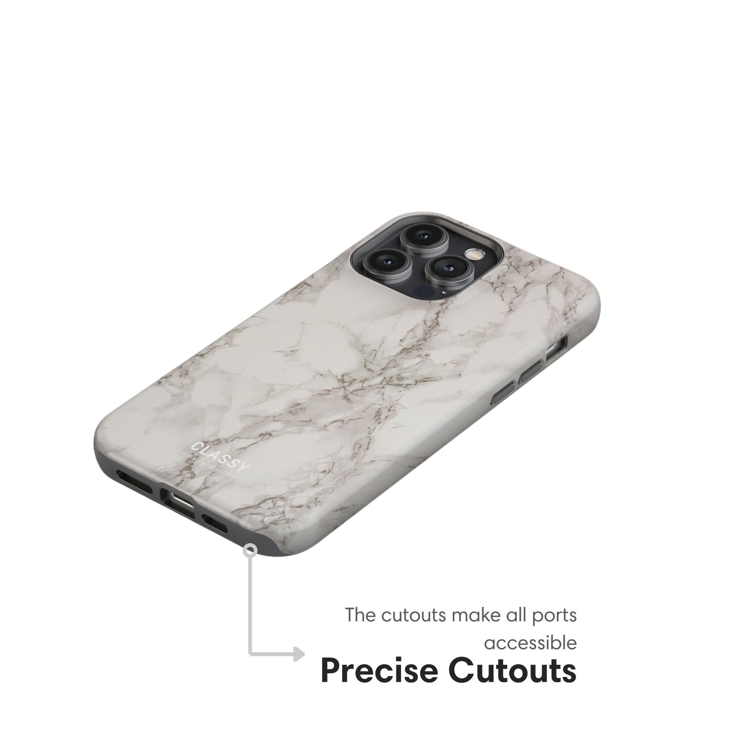 White and Gray Marble Tough Case - Classy Cases - Phone Case - iPhone 17 - Glossy - 