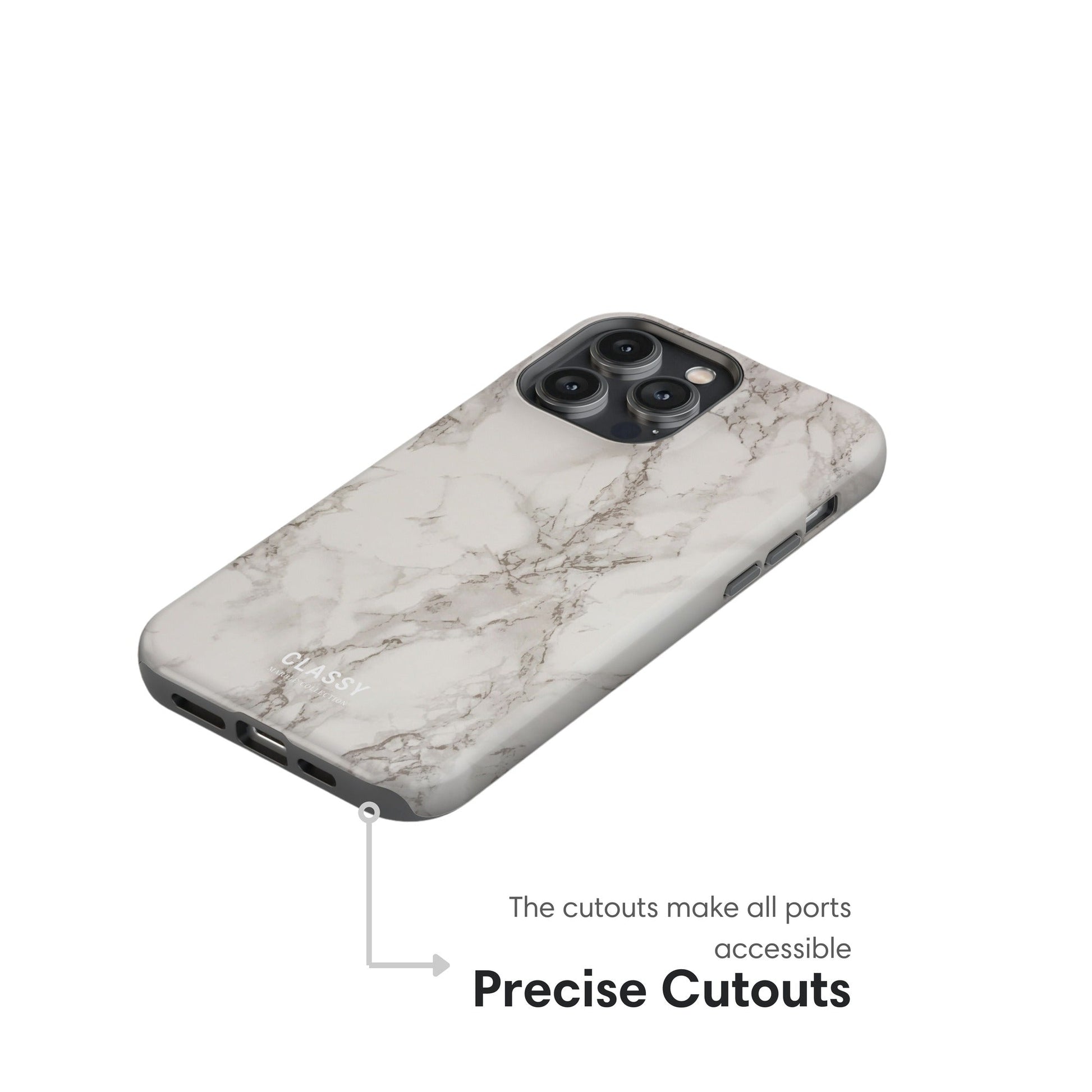White and Gray Marble Tough Case - Classy Cases - Phone Case - iPhone 17 - Glossy - 