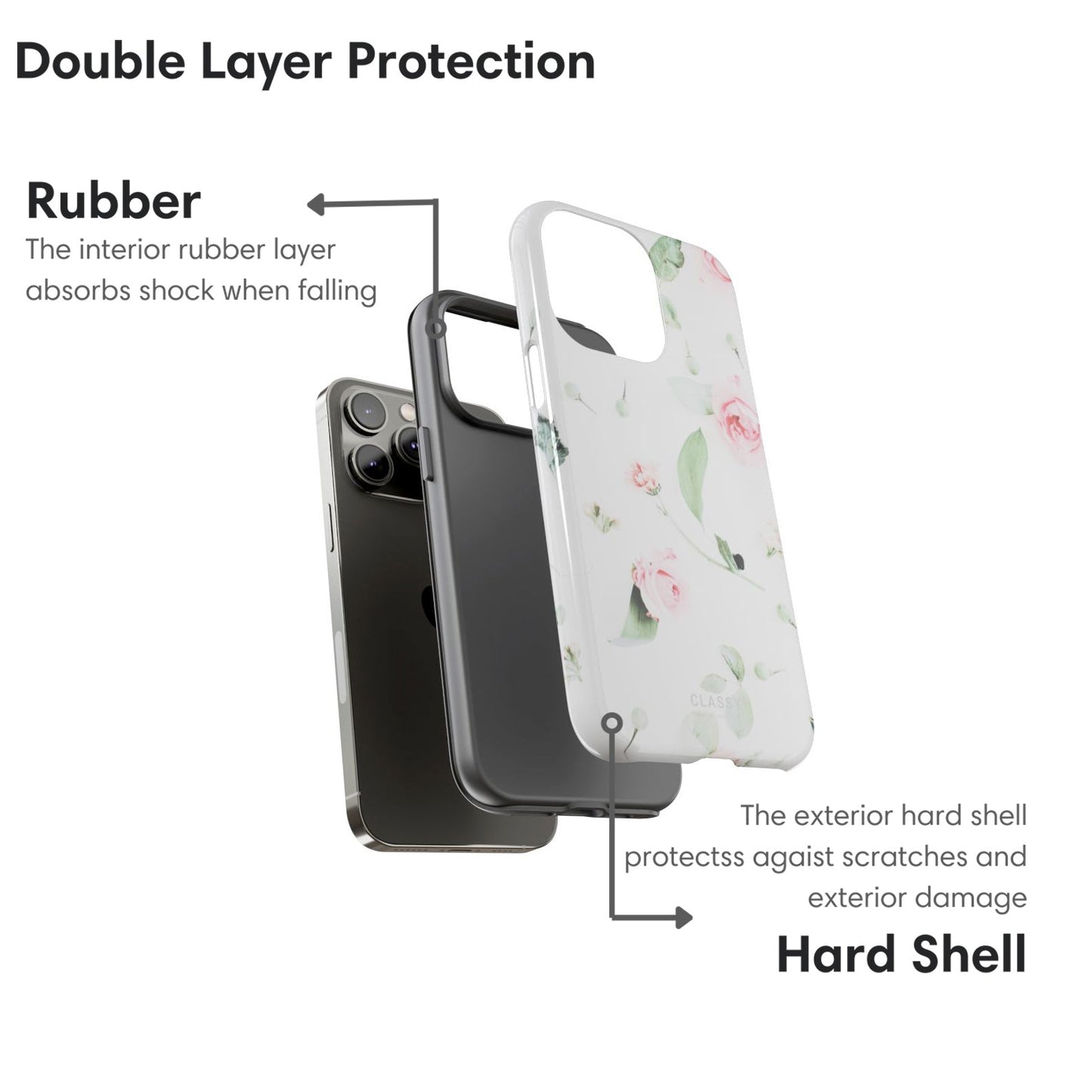 White Flower Tough Case - Classy Cases - Phone Case - iPhone 17 - Glossy - 
