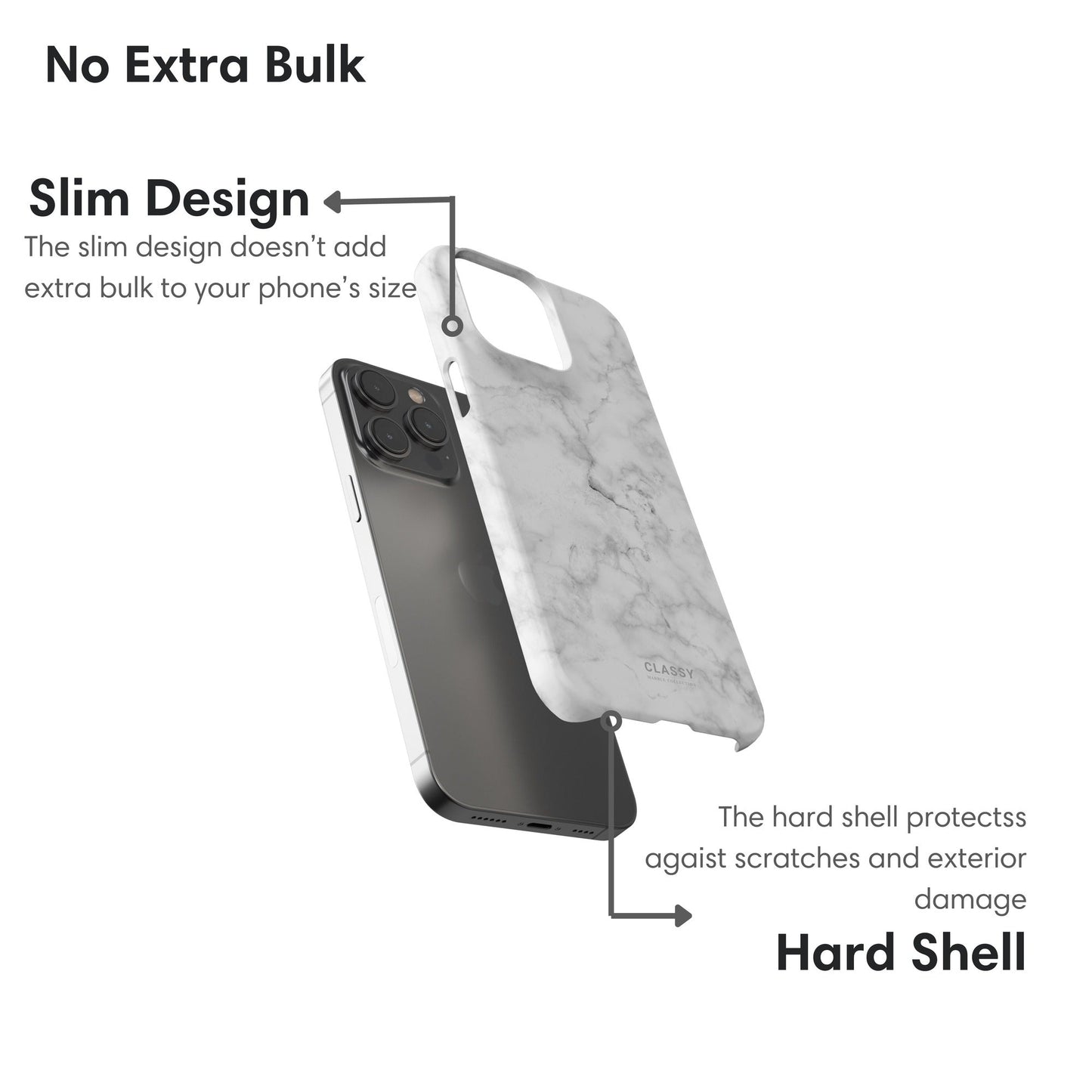 White Marble Snap Case - Classy Cases - Phone Case - iPhone 17 - Glossy - 