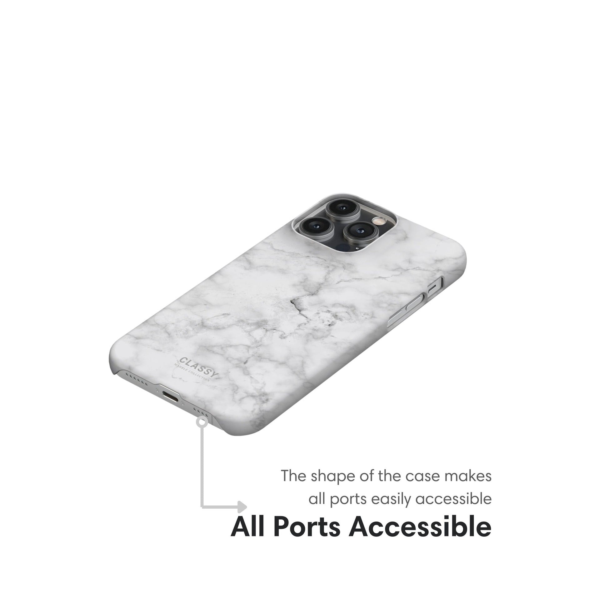 White Marble Snap Case - Classy Cases - Phone Case - iPhone 17 - Glossy - 