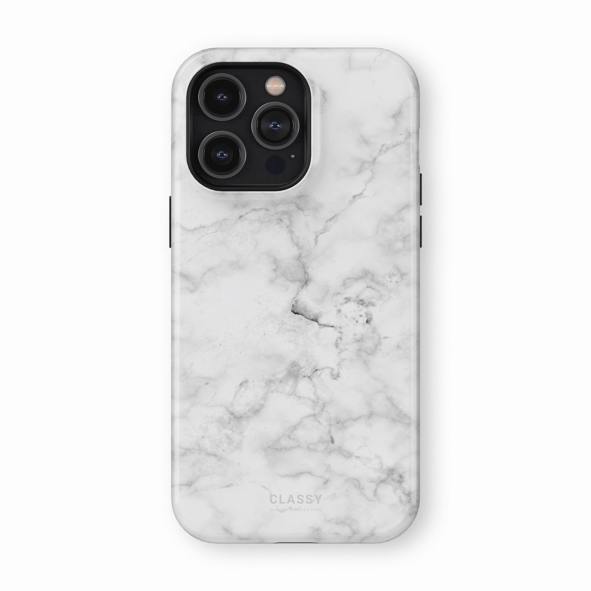 White Marble Tough Case - Classy Cases - Phone Case - iPhone 15 - Glossy - 