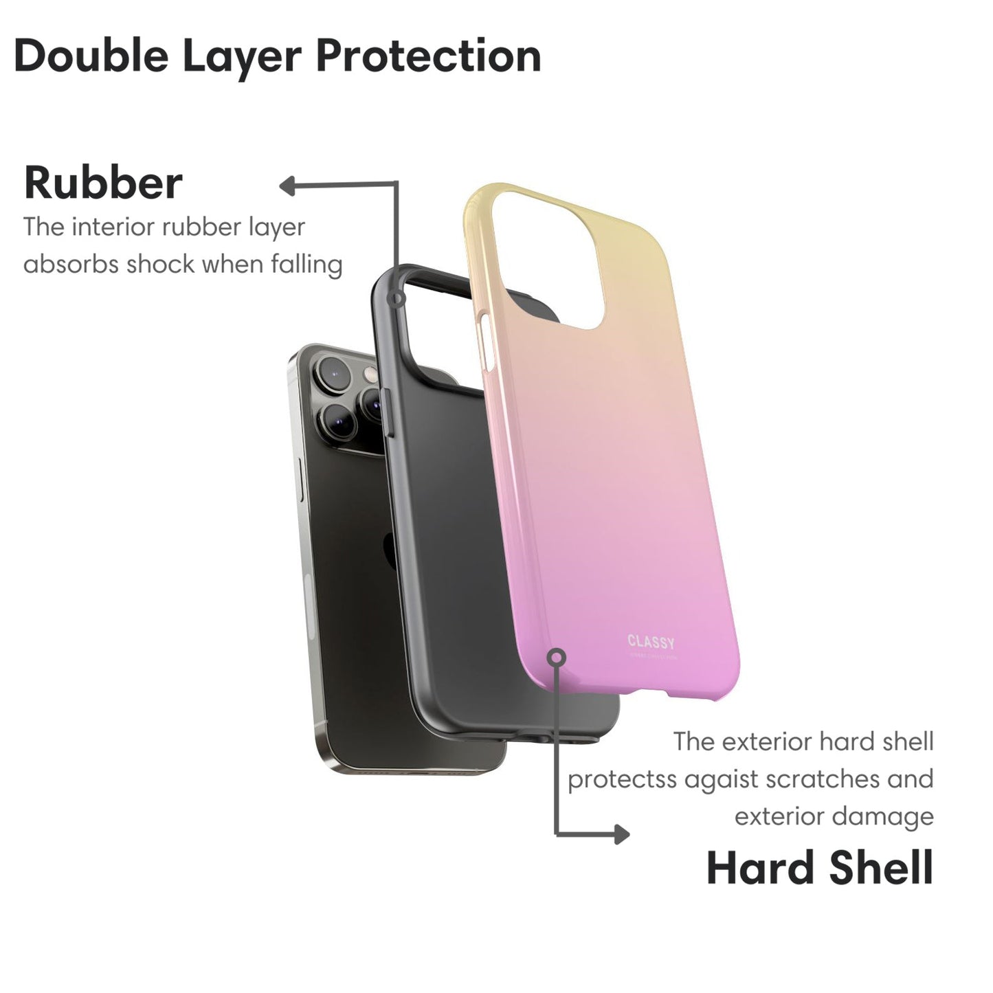 Yellow and Light Pink Ombre Tough Case - Classy Cases - Phone Case - iPhone 17 - Glossy - 