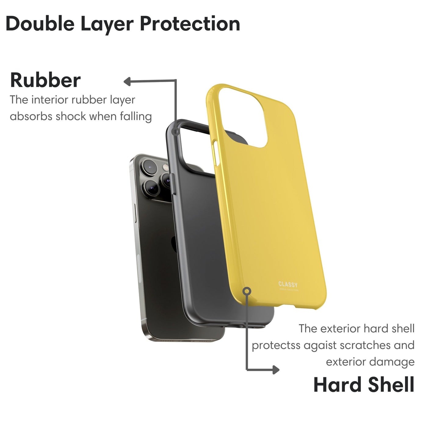 Yellow Tough Case - Classy Cases - Phone Case - iPhone 17 - Glossy - 
