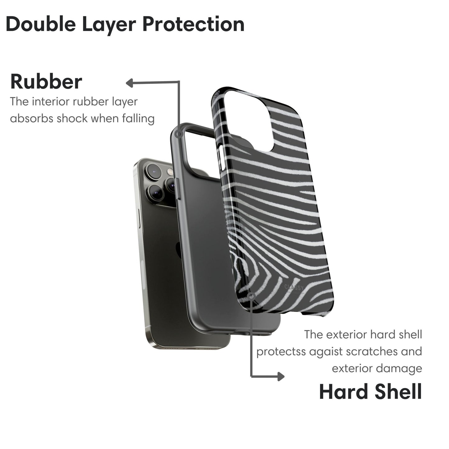 Zebra Stripes Pattern Tough Case - Classy Cases - Phone Case - iPhone 17 - Glossy - 
