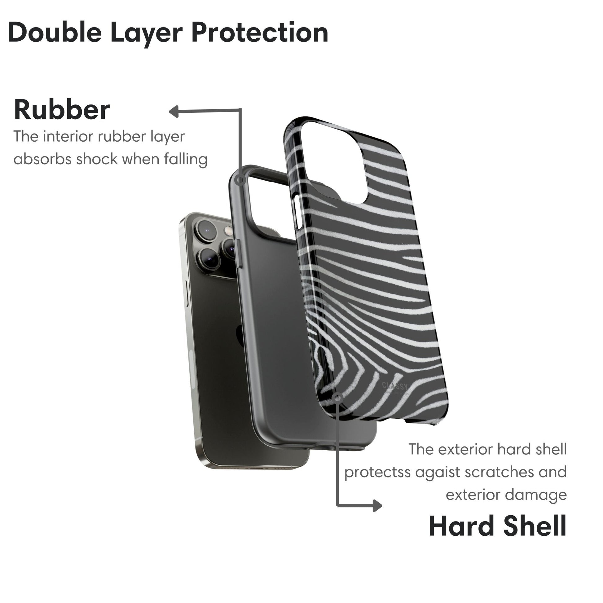 Zebra Stripes Pattern Tough Case - Classy Cases - Phone Case - iPhone 17 - Glossy - 