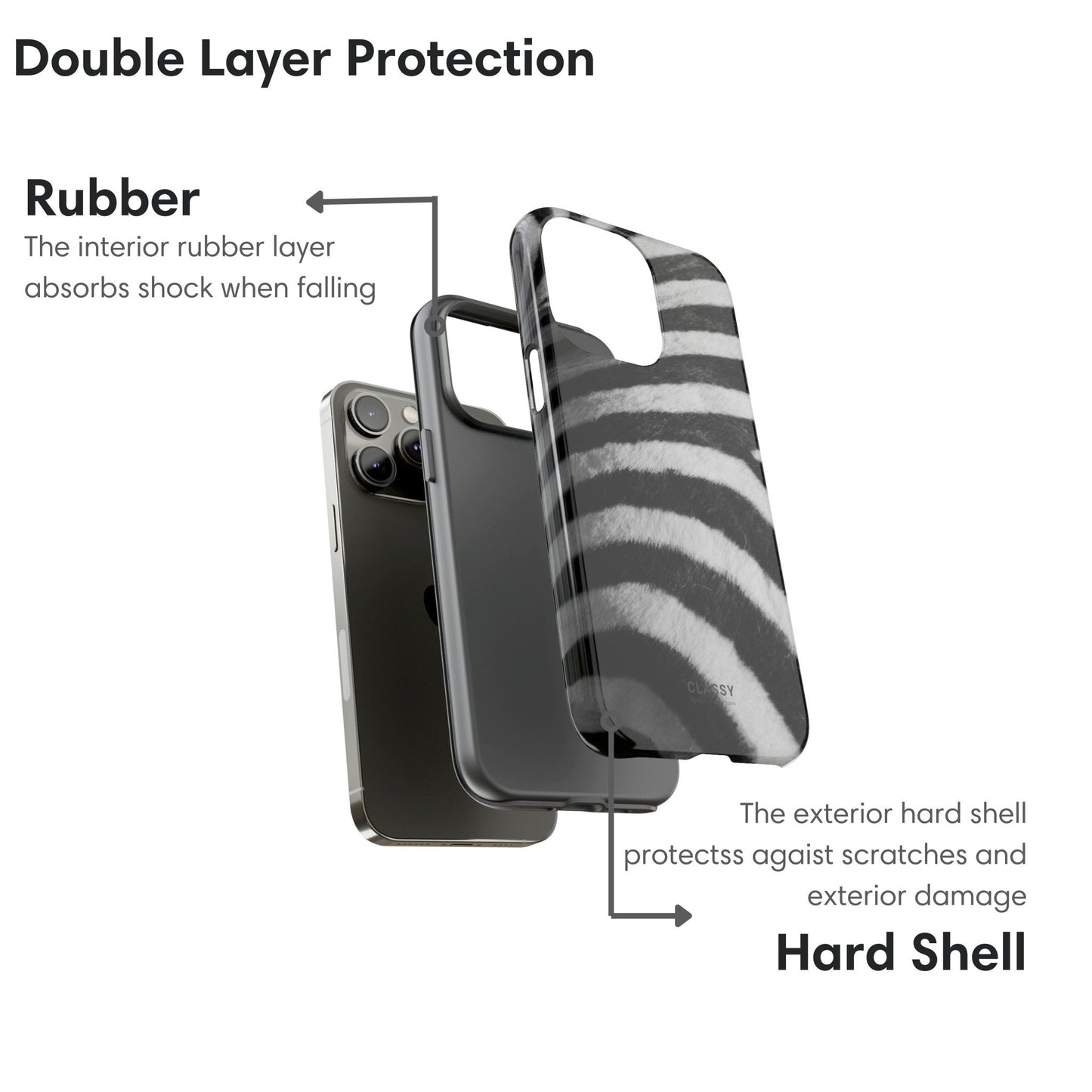 Zebra Stripes Tough Case - Classy Cases - Phone Case - iPhone 17 - Glossy - 