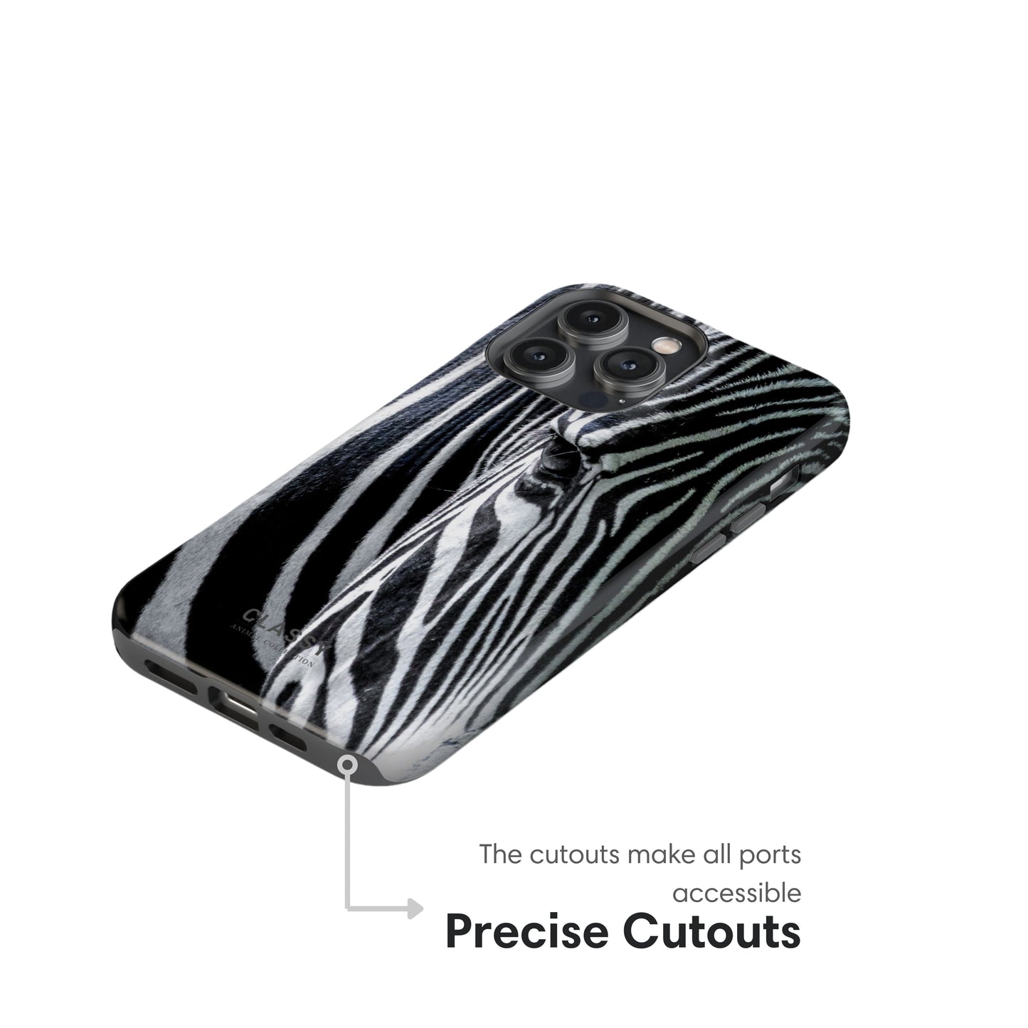 Zebra Head Stripes Tough Case precise cutouts
