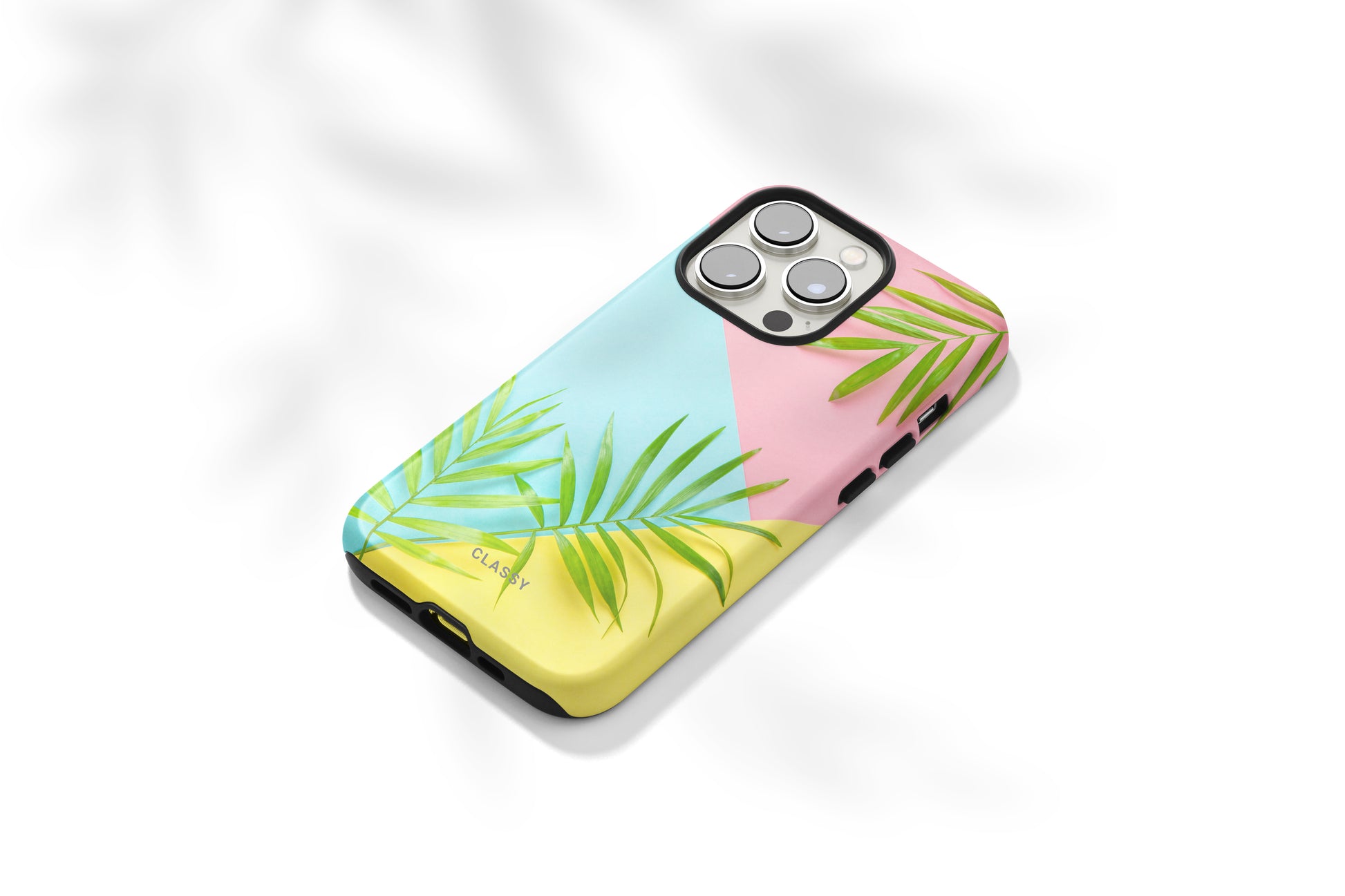 Palm Leaves Colorblock Tough Case - Classy Cases - Phone Case - Samsung Galaxy S22 - Glossy -