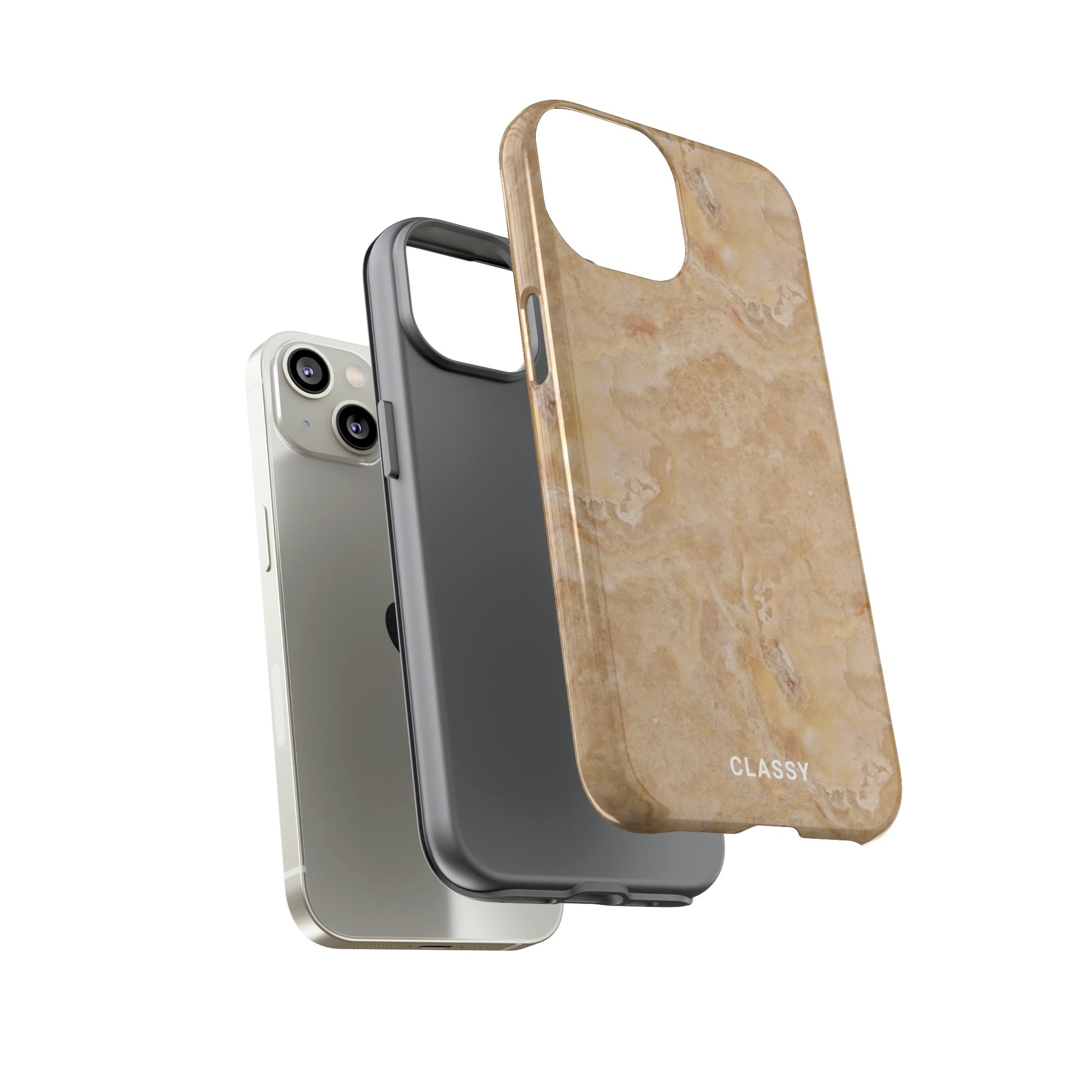 Beige Marble Tough Case - Classy Cases - Phone Case - iPhone 15 - Glossy -