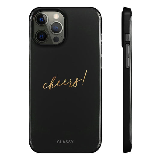 Black and Gold Cheers Snap Case - Classy Cases - Phone Case - iPhone 12 Pro Max - Glossy -