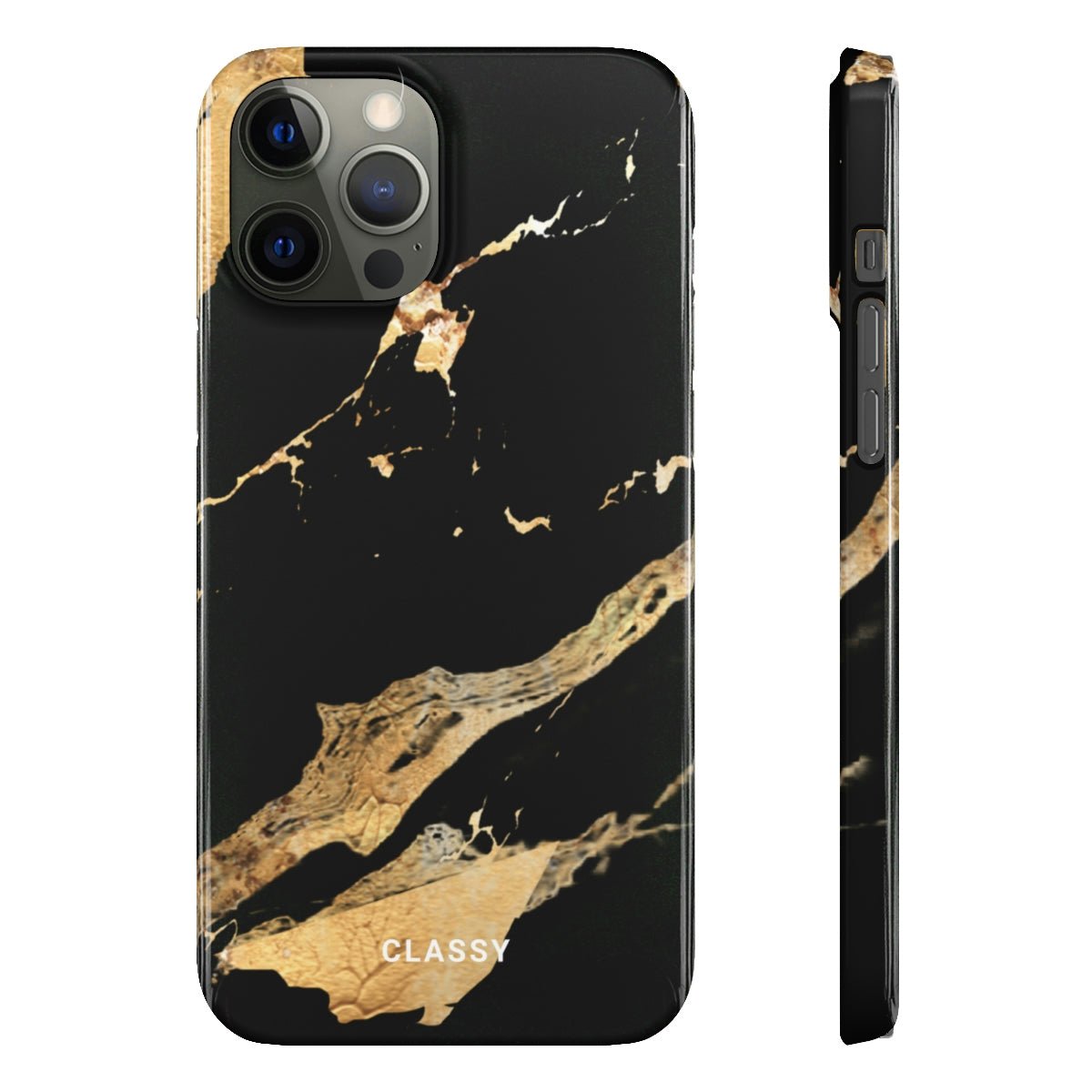 Black and Gold Marble Snap Case - Classy Cases - Phone Case - iPhone 12 Pro Max - Glossy -