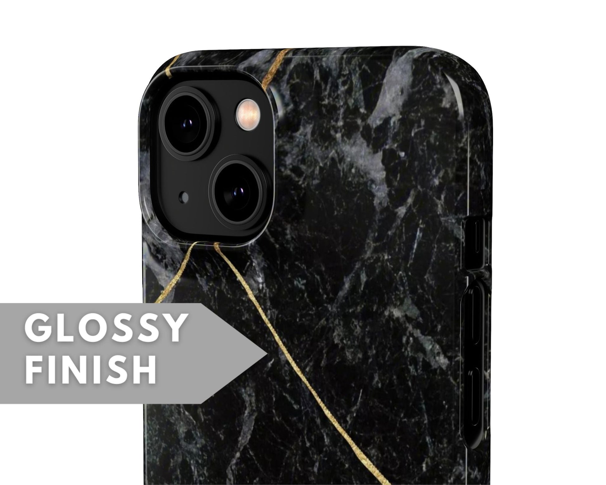 Black and Gold Marble Snap Case - Classy Cases - Phone Case - iPhone 14 - Glossy -