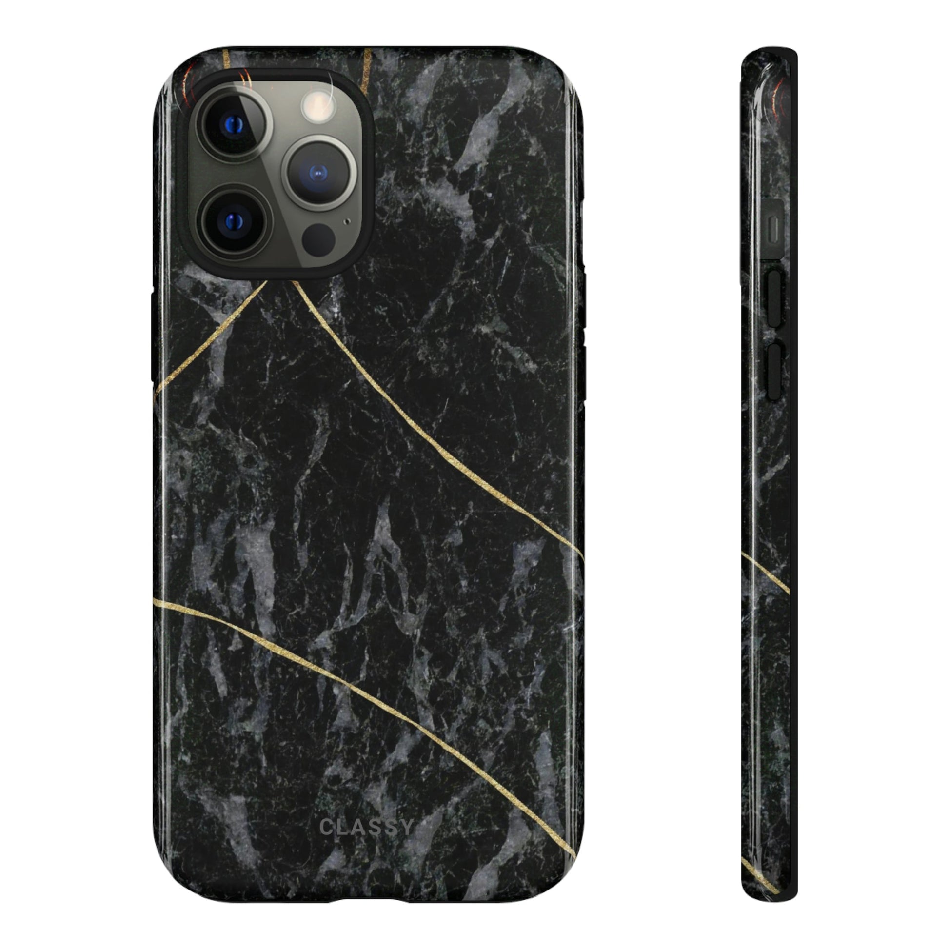 Black and Gold Marble Tough Case - Classy Cases - Phone Case - iPhone 15 - Glossy -