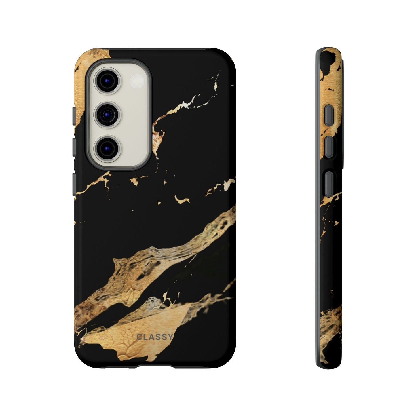 Black and Gold Marble Tough Case - Classy Cases - Phone Case - Samsung Galaxy S23 - Glossy -
