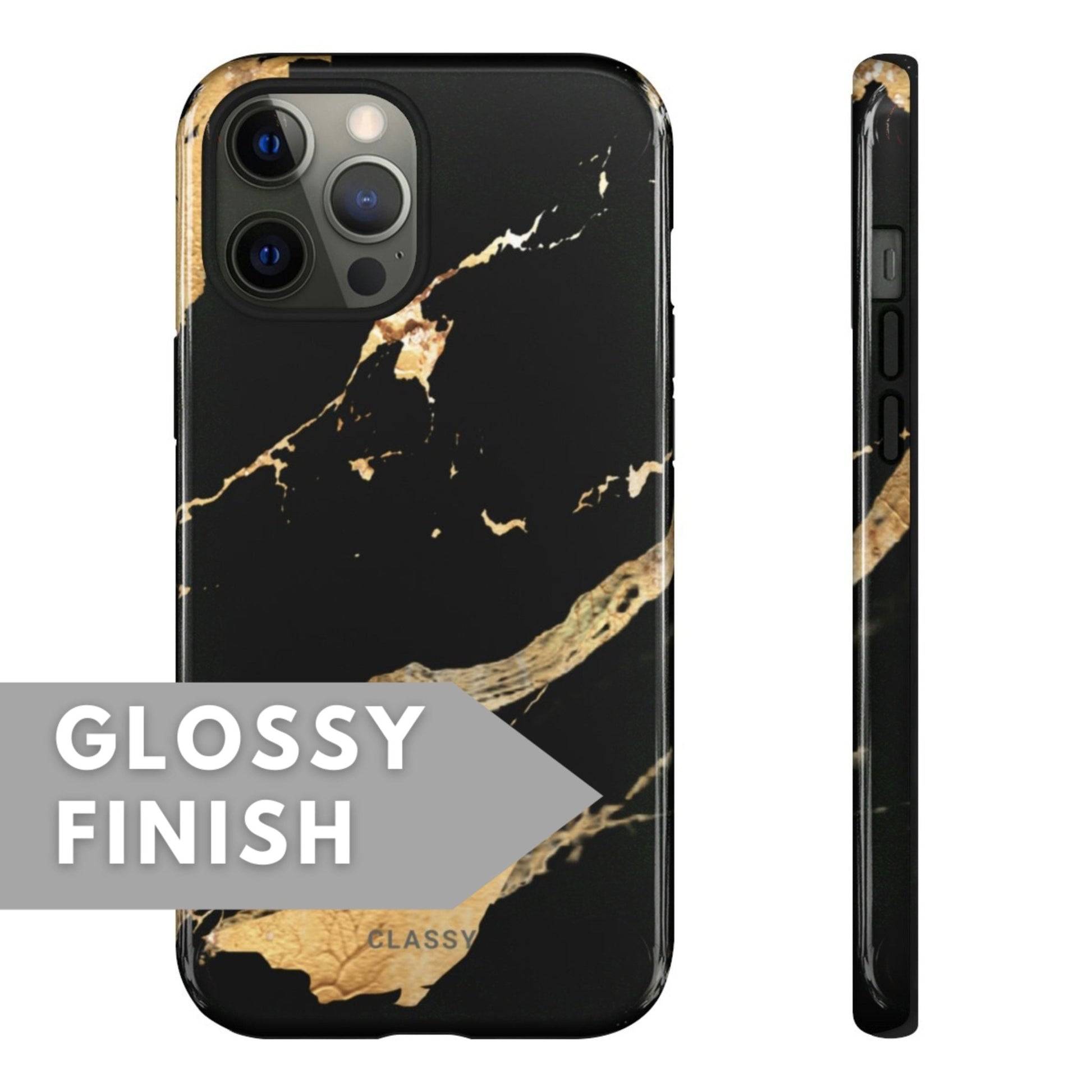 Black and Gold Marble Tough Case - Classy Cases - Phone Case - Samsung Galaxy S23 - Glossy -