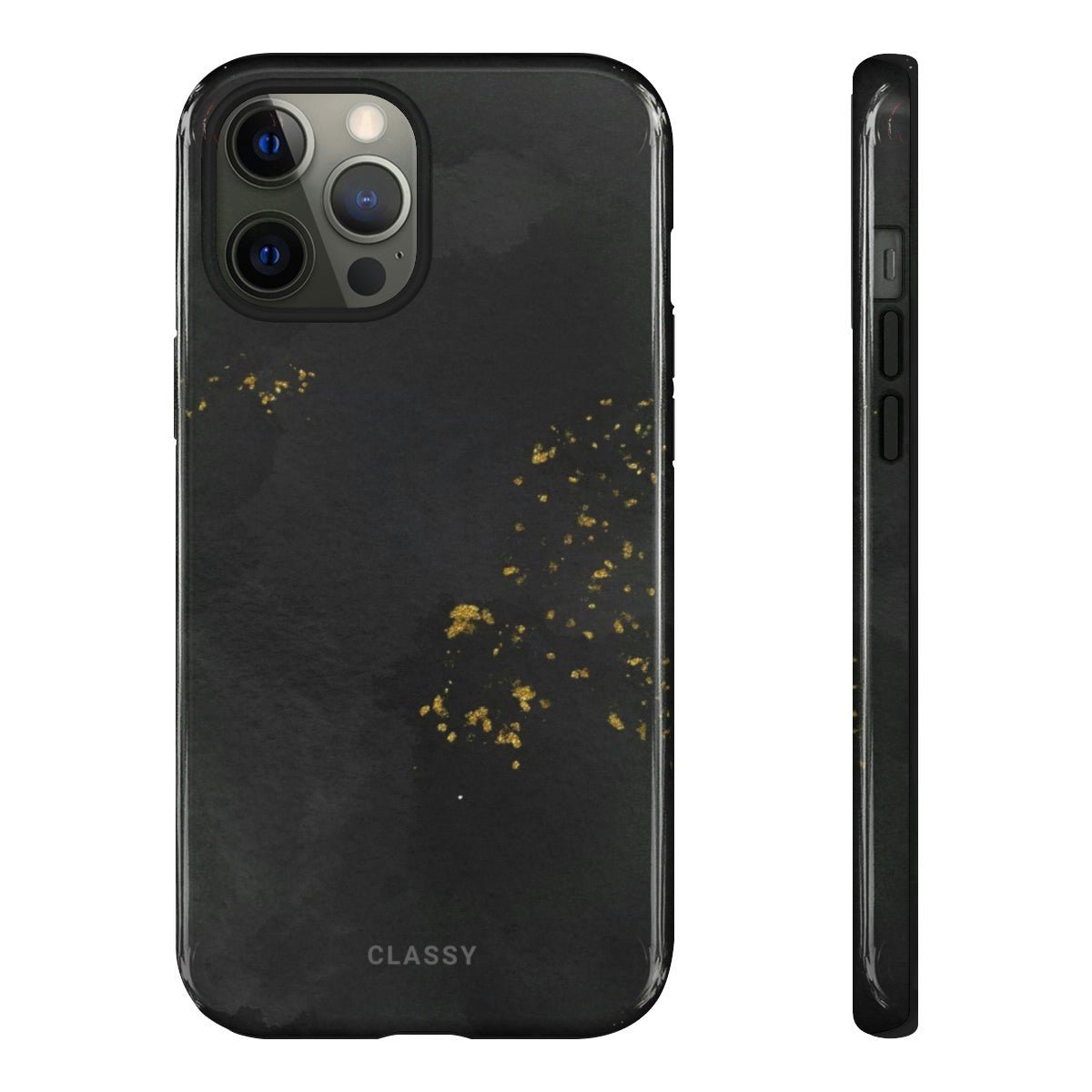 Black and Gold Tough Case with Sprinkles - Classy Cases - Phone Case - iPhone 12 Pro Max - Glossy -