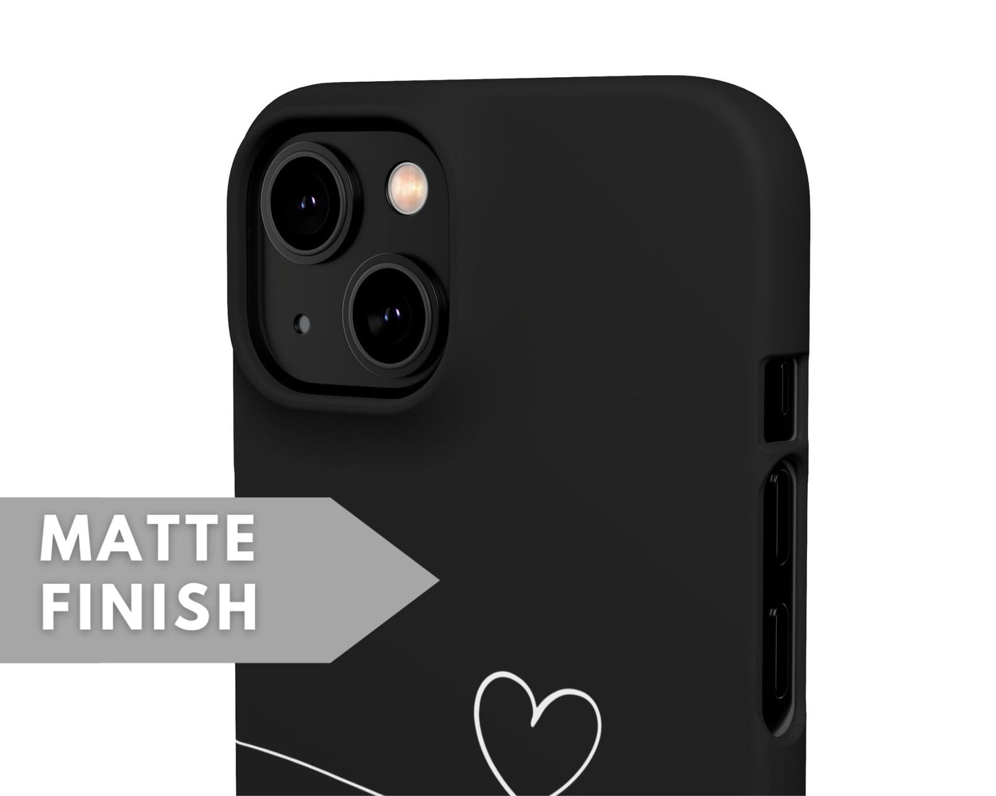 Black Couple Snap Case | Line Heart - Classy Cases - Phone Case - iPhone 14 - Glossy -