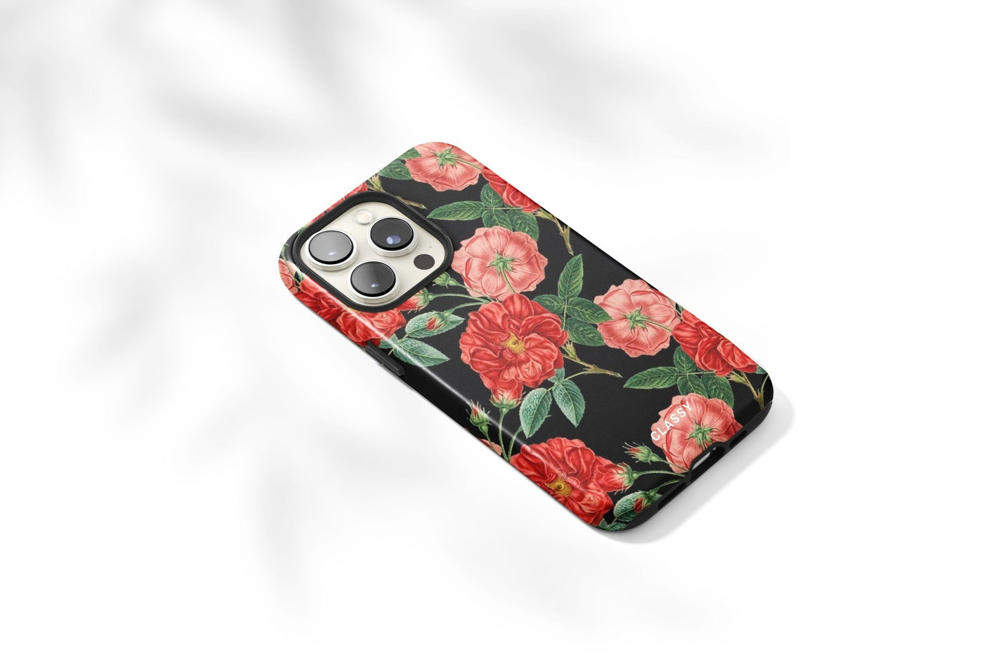 Black Flower Tough Case - Classy Cases - Phone Case - Samsung Galaxy S22 - Glossy -
