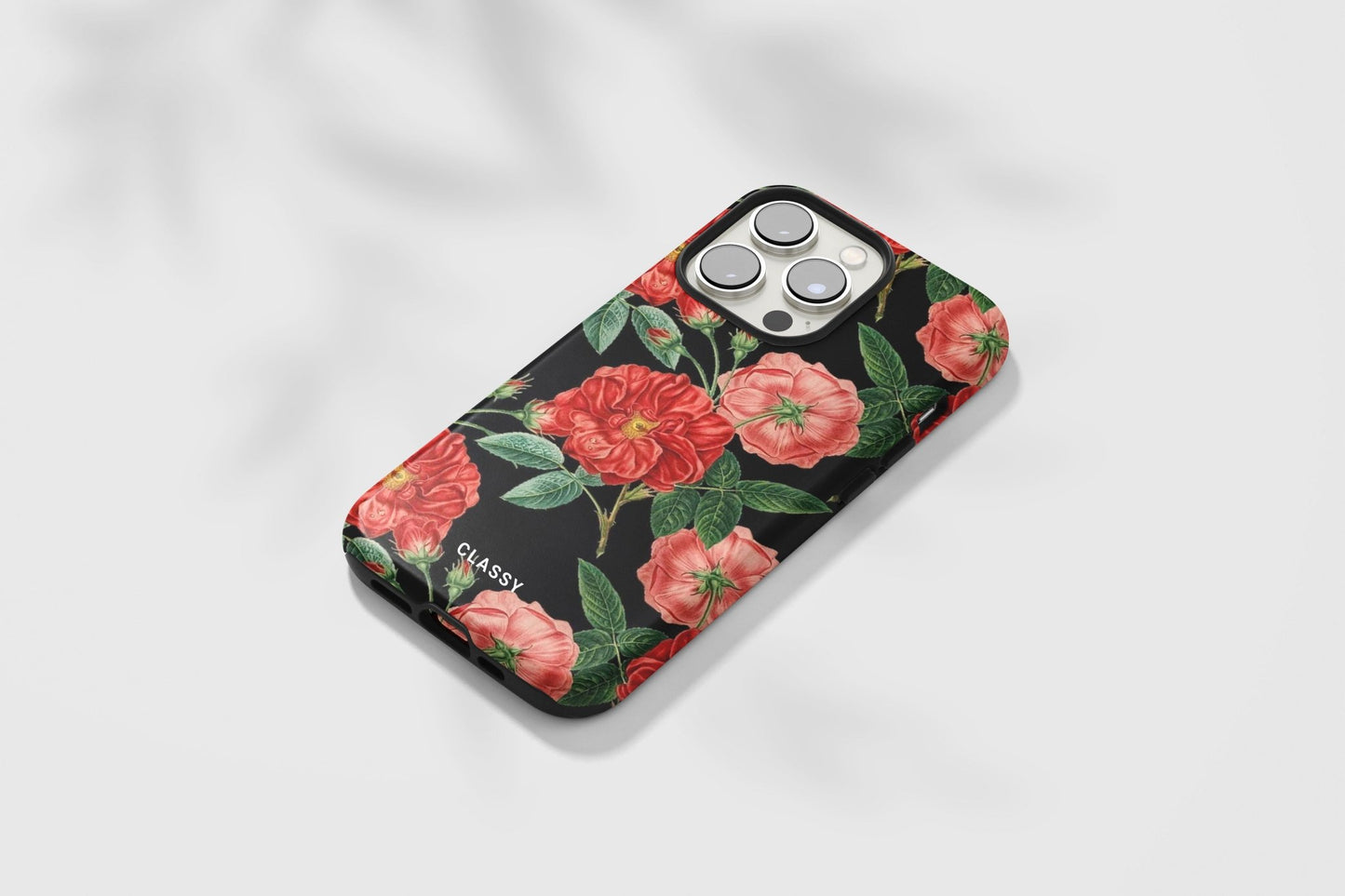 Black Flower Tough Case - Classy Cases - Phone Case - Samsung Galaxy S22 - Glossy -