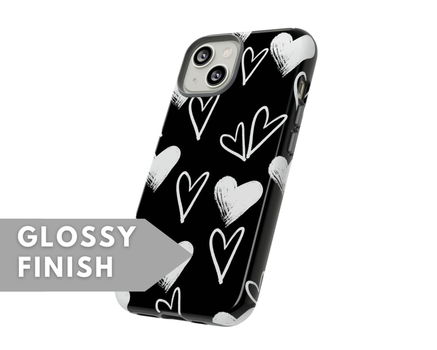 Black Hearts Couple Tough Case - Classy Cases - Phone Case - iPhone 15 - Glossy -