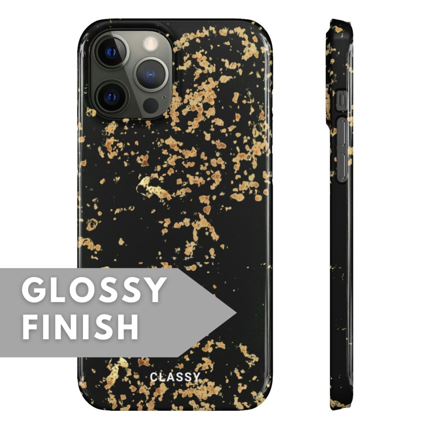 Black Snap Case with Gold Sprinkles - Classy Cases