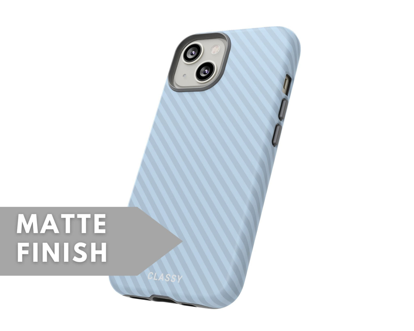 Blue Striped Tough Case - Classy Cases - Phone Case - iPhone 14 - Glossy -