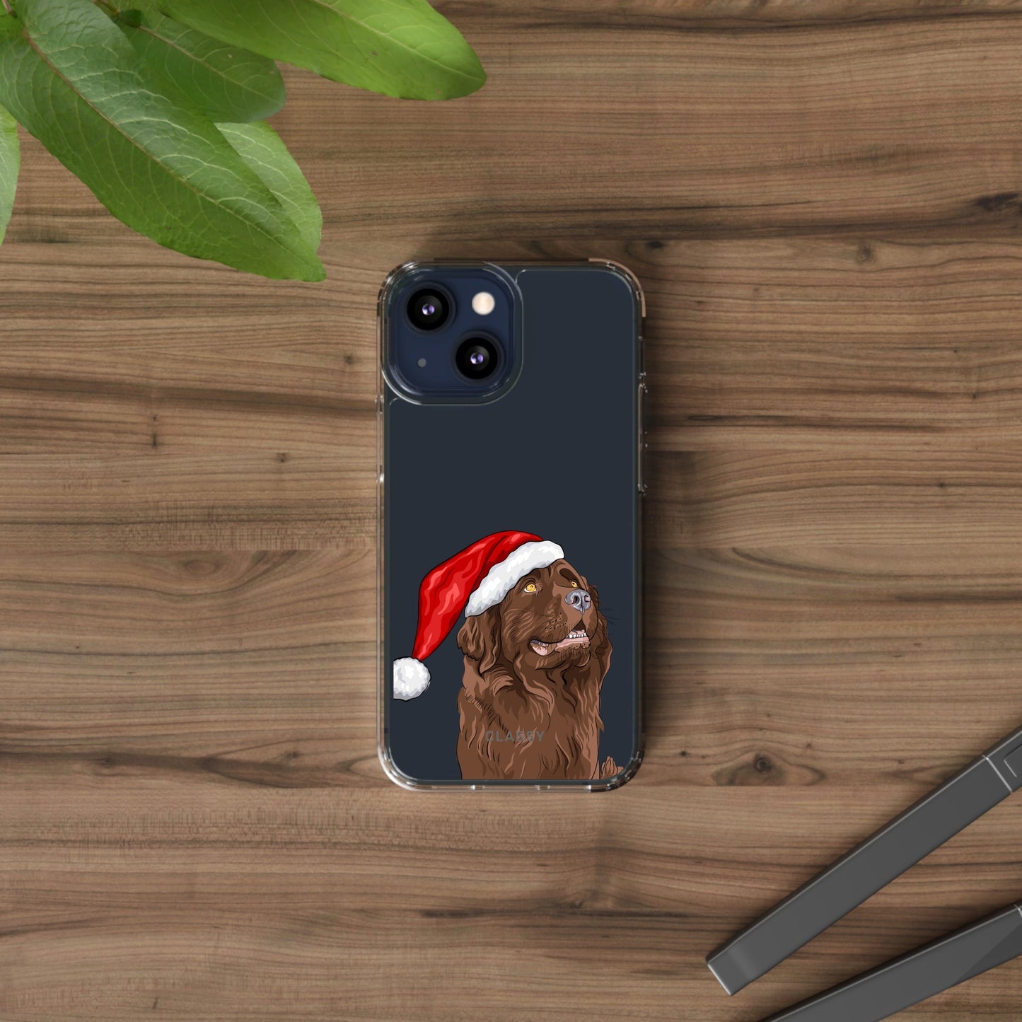 Chocolate Lab with Santa Hat Clear Case - Classy Cases - Phone Case - iPhone 12 Pro Max - With gift packaging -
