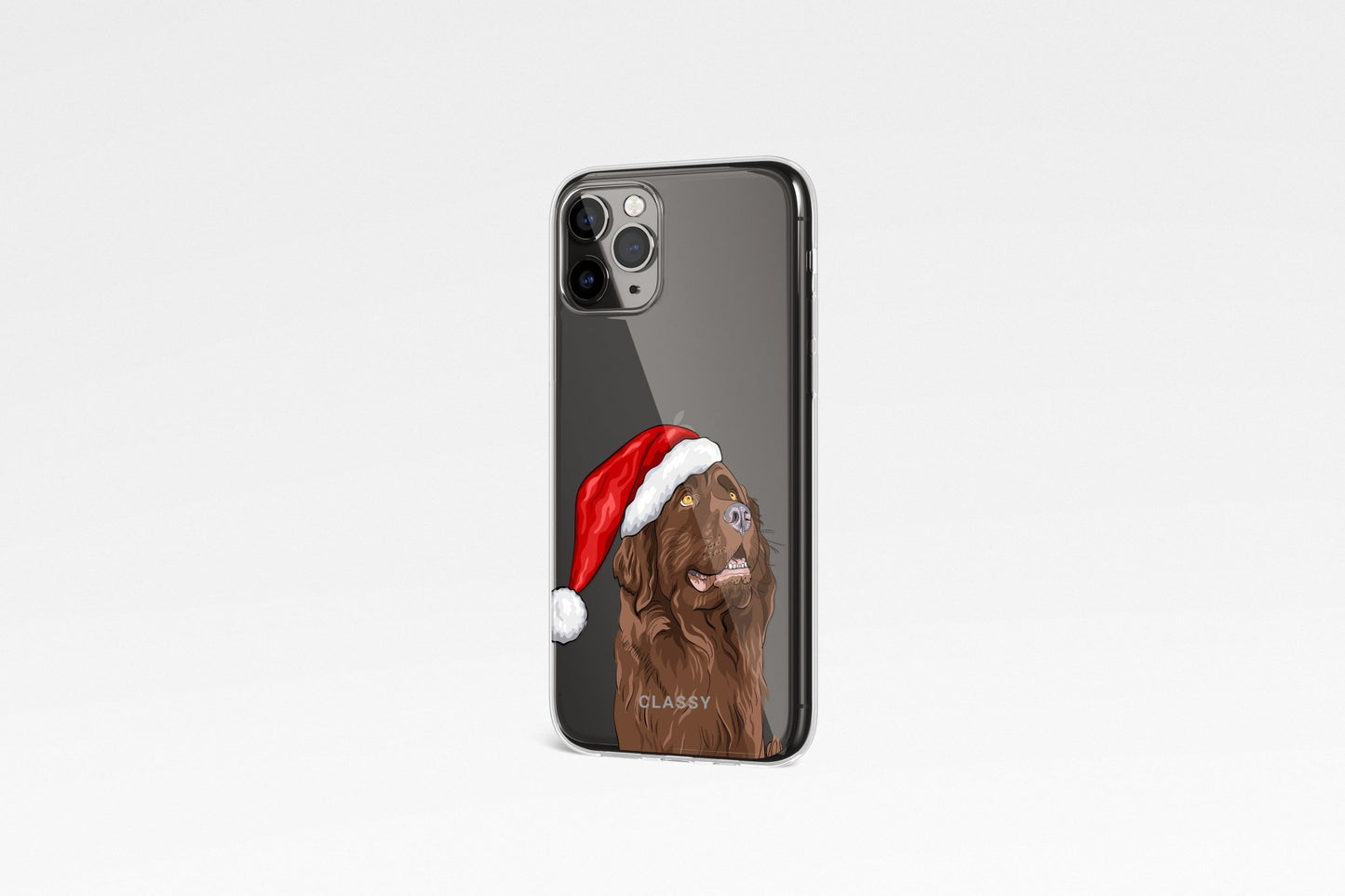 Chocolate Lab with Santa Hat Clear Case - Classy Cases - Phone Case - iPhone 12 Pro Max - With gift packaging -