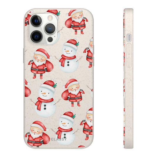 Chrismas Biodegradable Case with Snowman and Santa - Classy Cases - Phone Case - iPhone 12 Pro Max with gift packaging - -