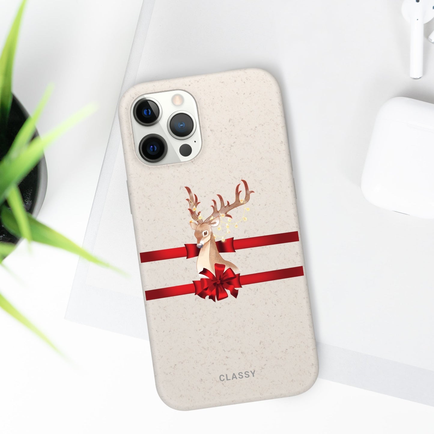 Christmas Biodegradable Case with Deer - Classy Cases - Phone Case - iPhone 12 Pro Max with gift packaging - -