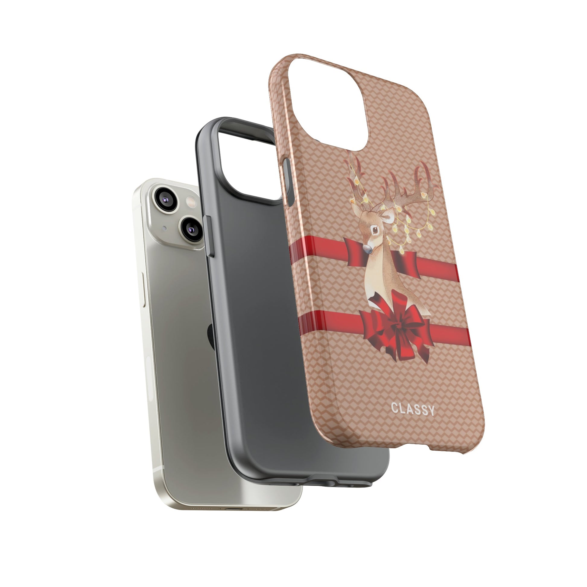 Christmas Brown Tough Case with Deer - Classy Cases